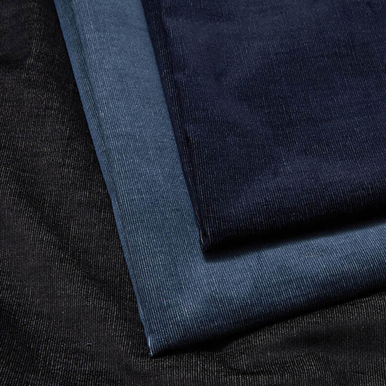 Stretch fijne corduroy jeanslook – marineblauw,  image number 4
