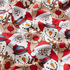 French Terry sommersweat Rendieren, Kerstman en sneeuwman – ecru, 