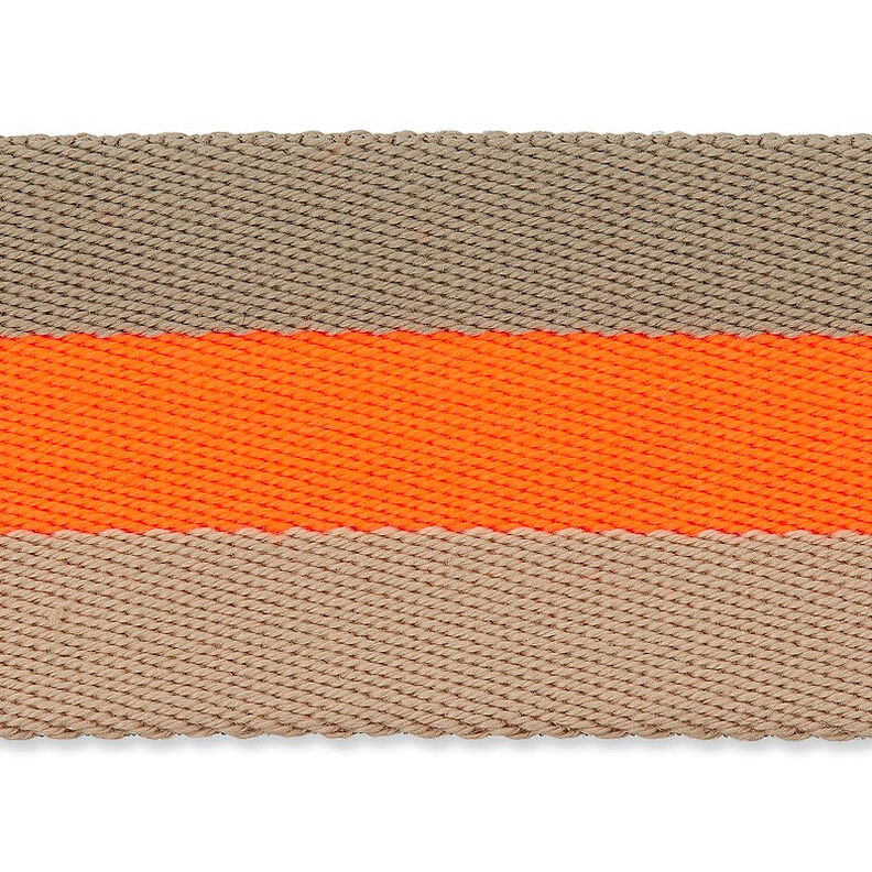 Tassenband neon [ 40 mm ] – neon oranje/beige,  image number 4