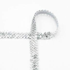 Elastisch paillettenband [20 mm] – zilver, 