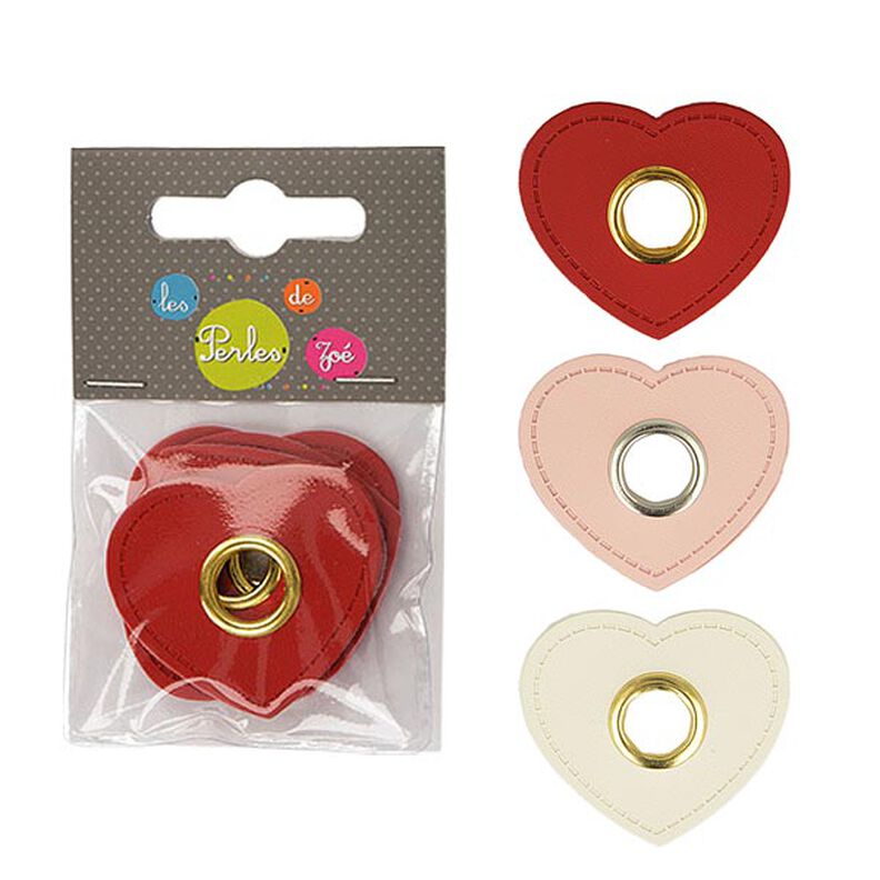Knoop met oogje imitatieleer hart [ 4 Stuk ] – ecru,  image number 2