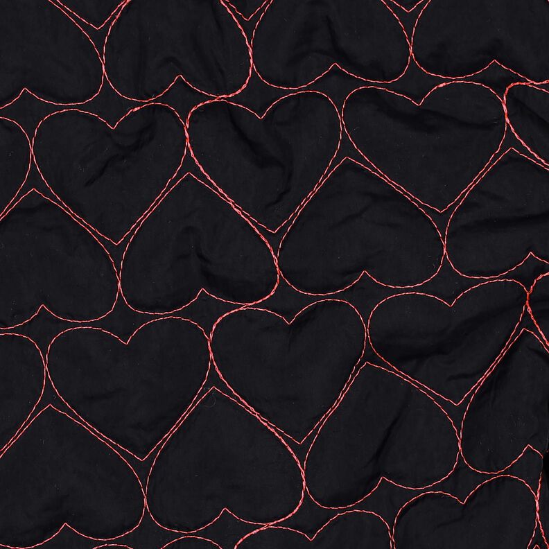 Doorgestikte stof Neonharten | Poppy Fabrics – zwart/neon pink,  image number 2