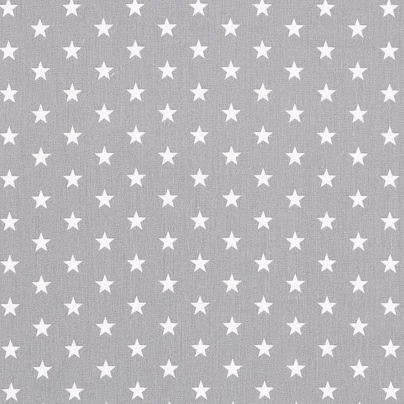 Katoenpopeline Middelgrote sterren – grijs/wit,  image number 1