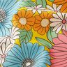 Katoenen stof Cretonne grote retrobloemen – turkoois/zonnegeel,  thumbnail number 2