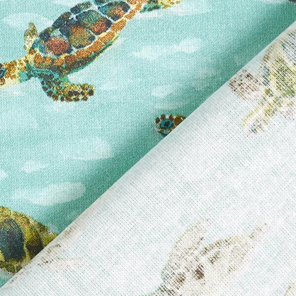 Katoenen stof Cretonne Schildpad – turkoois, image number 4