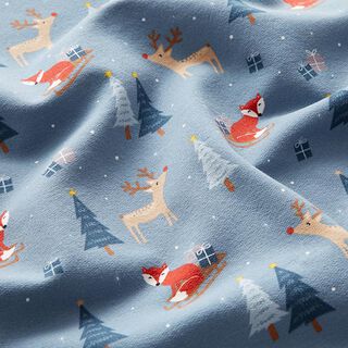 Sweatshirt geruwd Vos en rendieren in het kerstbos – staalblauw, 