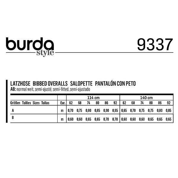 Baby-tuinbroek, Burda 9337 | 62 - 92, image number 5