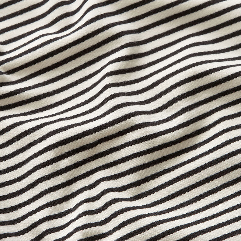 Katoenjersey smalle strepen – creme/zwart,  image number 2