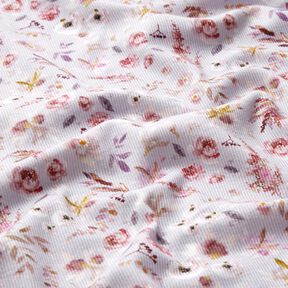 Ribjersey delicate wilde bloemen digitale print – pastellila/roodlila, 