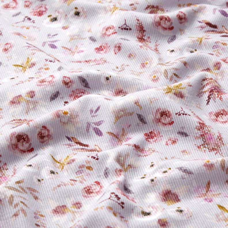 Ribjersey delicate wilde bloemen digitale print – pastellila/roodlila, image number 2