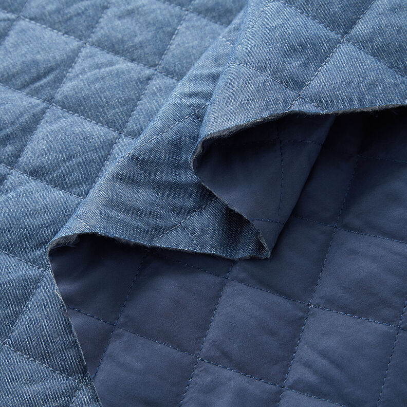 Doorgestikte stof chambray effen – jeansblauw,  image number 3