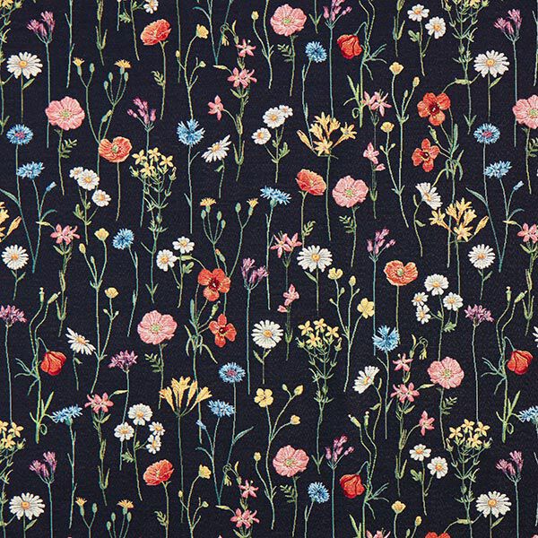 Decostof Gobelin Wilde bloemen – zwart/roos,  image number 1