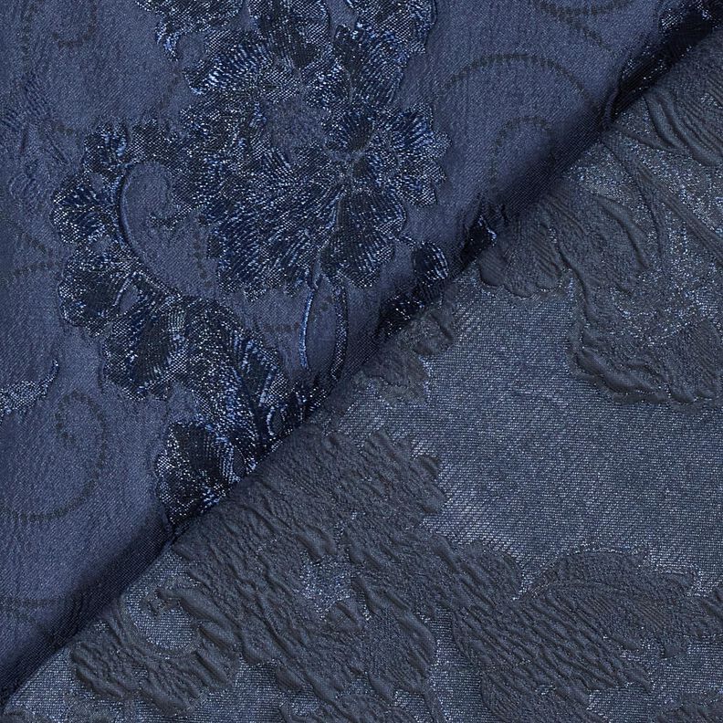 Kledingsjacquard Brokaat Bloemen – marineblauw, image number 4