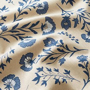 Decostof Half panama Bloemetjes – natuur/oceaanblauw, 