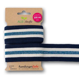 Biologische boordstof Stripe Me College [200 cm | 3,5 cm ] | Albstoffe  – koningsblauw/wit, 