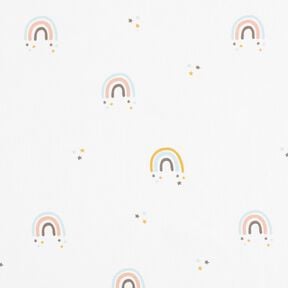 Katoenpopeline Regenboogsterrendouche – ivoor, 