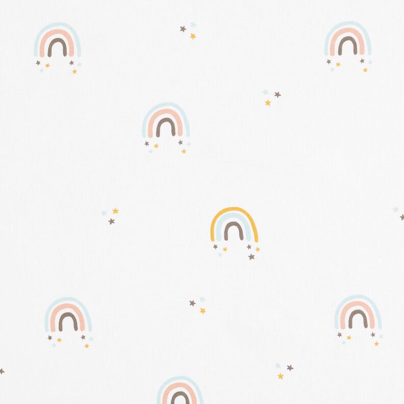 Katoenpopeline Regenboogsterrendouche – ivoor,  image number 1