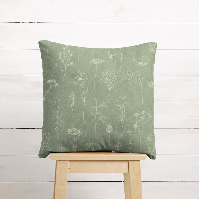 Decostof Half panama Delicate bloemen – riet, image number 9
