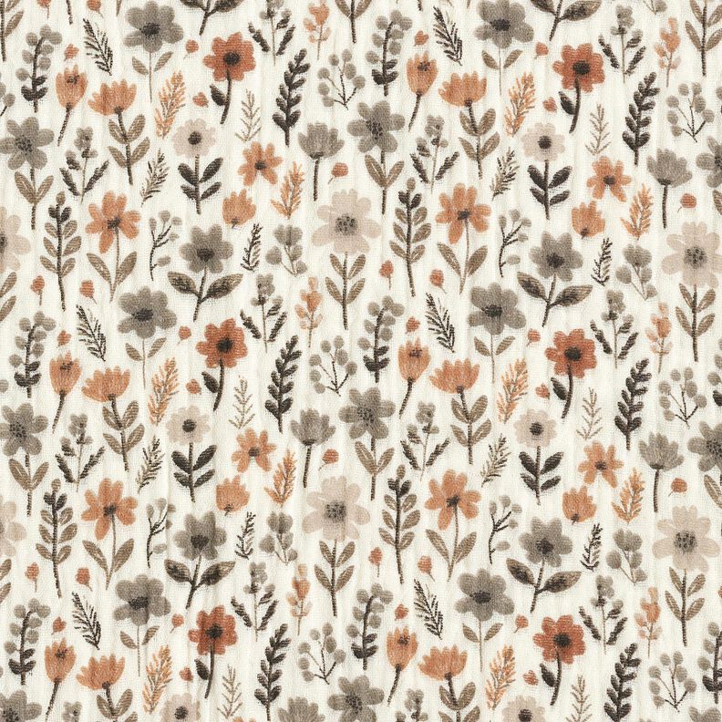 Mousseline/dubbel gehaakte stoffen Herfstbloemen – ecru,  image number 1