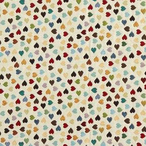 Decostof Gobelin verspreide harten – lichtbeige/petroleum, 