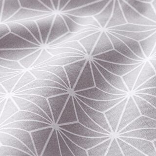 Katoenen stof Cretonne Japanse sterren Asanoha – grijs, 