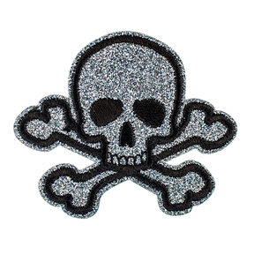 Applicatie Doodskop [ 5,5 x 6,5 cm ] – zilver/zwart, 