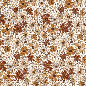 French Terry Sommersweat getekende bloemen digitale print &ndash; wit/terracotta, 