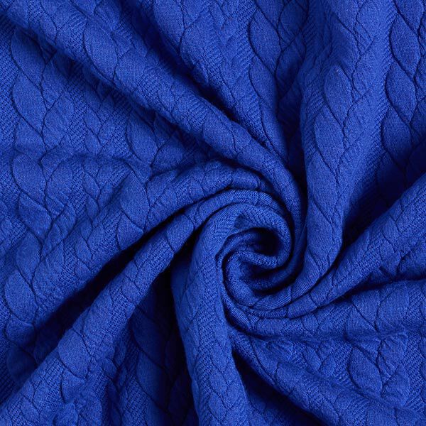 Jerseyjacquard cloqué kabelsteekpatroon – koningsblauw,  image number 3