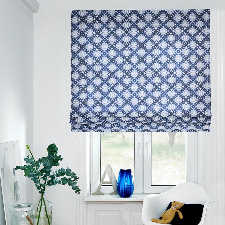 Decostof Canvas Batik cirkels – indigo/wit, image number 7