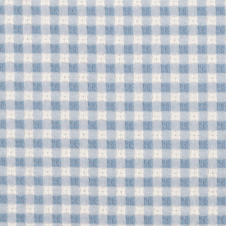 Katoenen stof gestructureerde ruiten – wit/lichtblauw,  image number 1