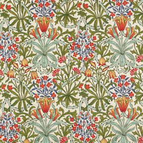 Decostof Gobelin gebloemd art nouveau motief – creme/lichtgroen, 