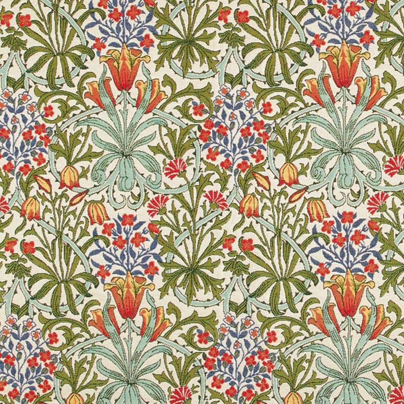 Decostof Gobelin gebloemd art nouveau motief – creme/lichtgroen, image number 1