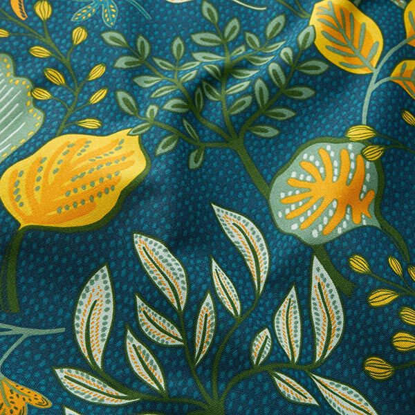 Decostof Half panama Gebladertekunst – oceaanblauw, image number 2