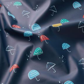 Regenjasstof kleurrijke parasols Digitaal printen – marineblauw, 