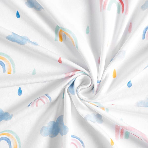 GOTS Katoenjersey Aquarel regenboogwereld | Tula – wit, image number 3