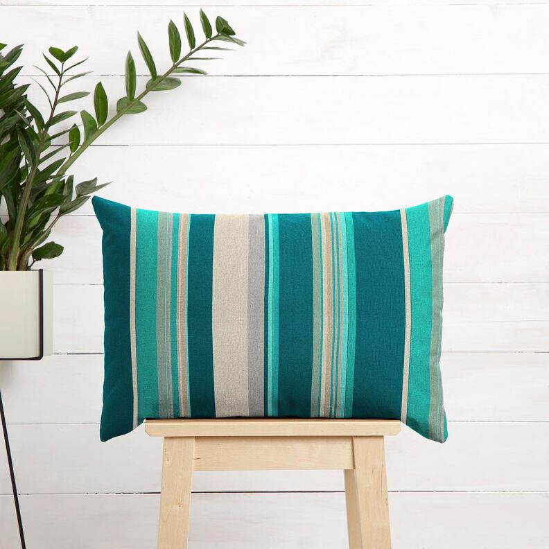 Outdoorstof Canvas Gemengde strepen – petroleum/anemoon,  image number 7