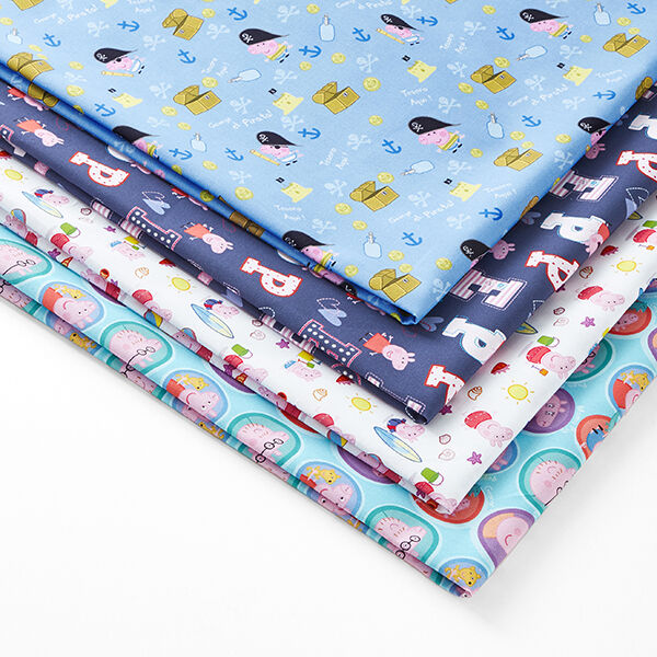 Cretonne Licentiestof Peppa Pig George Piraat | ABC Ltd. – lichtblauw, image number 5