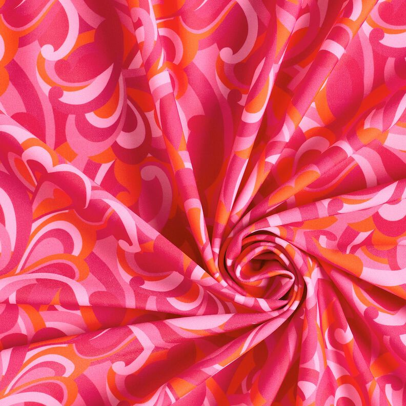 Badpakstof abstracte lussen – intens roze/oranje,  image number 3