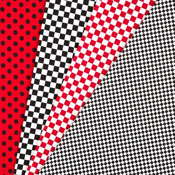 Katoenjersey Schaakbord [18 mm] – licht rood/wit,  image number 7