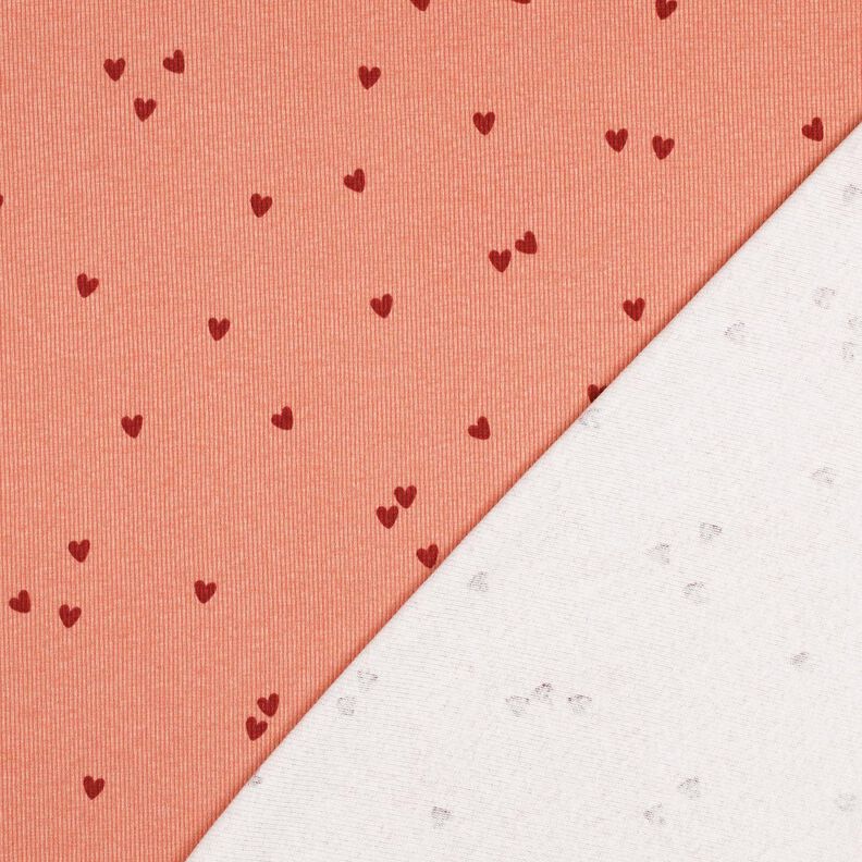 Ribjersey verspreide harten | Poppy Fabrics – zalm/donkerrood, image number 4