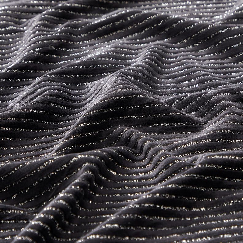 Nicky stof Glitterstrepen – zwart/zilver metallic, image number 2