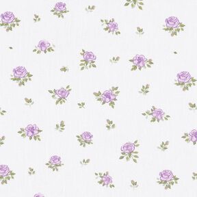 Katoenpopeline Zachte rozen – lavendel/wit, 