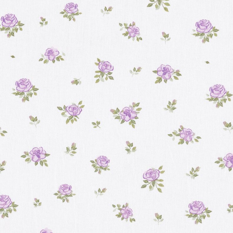 Katoenpopeline Zachte rozen – lavendel/wit, image number 1