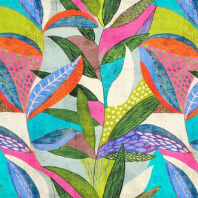 Decostof Half panama Tropische bladeren – oranje/donkergroen, 