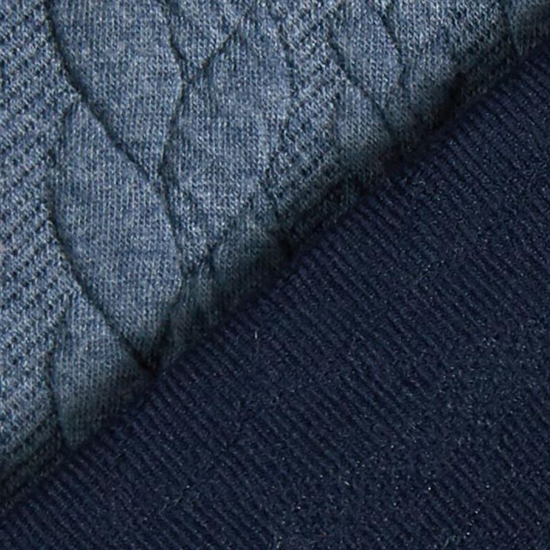 Jerseyjacquard cloqué kabelsteekpatroon – jeansblauw,  image number 4