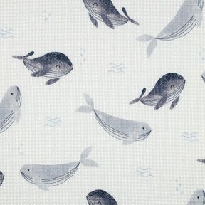 Wafelpiqué Wale Digitaal printen | Poppy Fabrics – ivoor/blauwgrijs, 