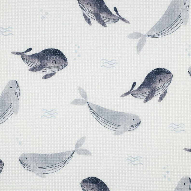 Wafelpiqué Wale Digitaal printen | Poppy Fabrics – ivoor/blauwgrijs, image number 1