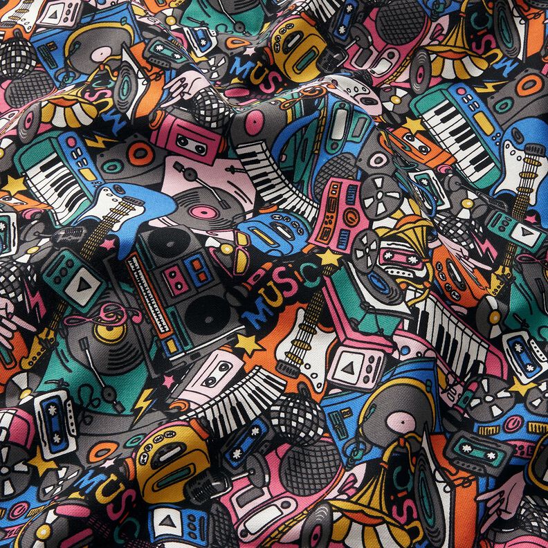 Decostof Half panama Muziekinstrumenten – zwart/pink, image number 2