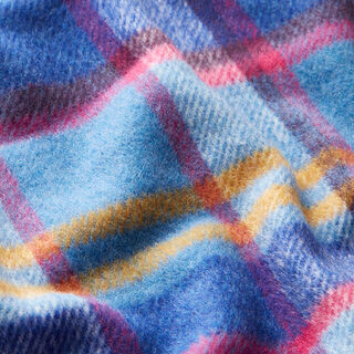 Mantelstof kleurrijke ruiten – indigo/jeansblauw, 