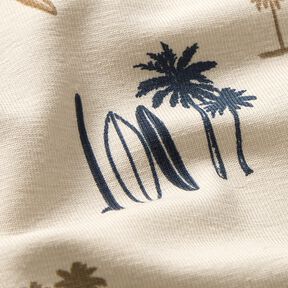 Katoenjersey Hawaii-gevoel – licht taupe, 